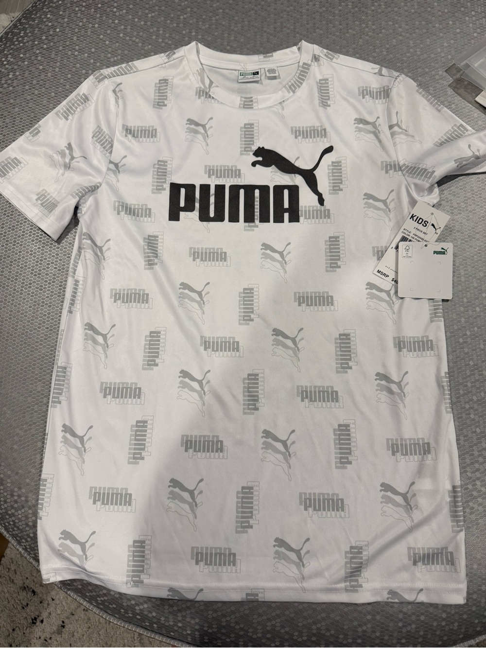 Puma White T-Shirt with Gray Logos
